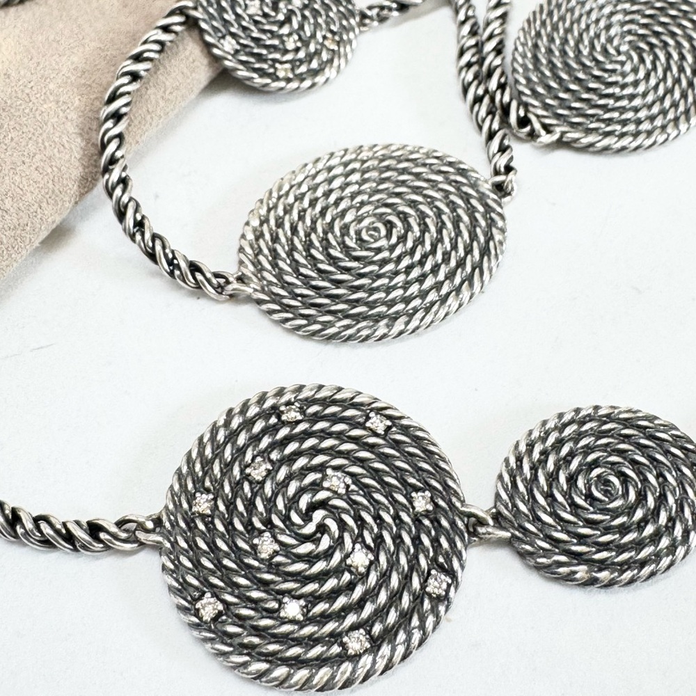 David Yurman Diamond Coil Long Necklace .925 - Picture 2 of 8